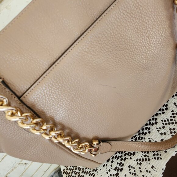 Coach Ava Tan Gold Chain Shoulder Bag Purse - Picture 12 of 14